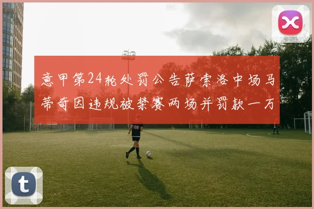 意甲第24轮处罚公告萨索洛中场马蒂奇因违规被禁赛两场并罚款一万欧元